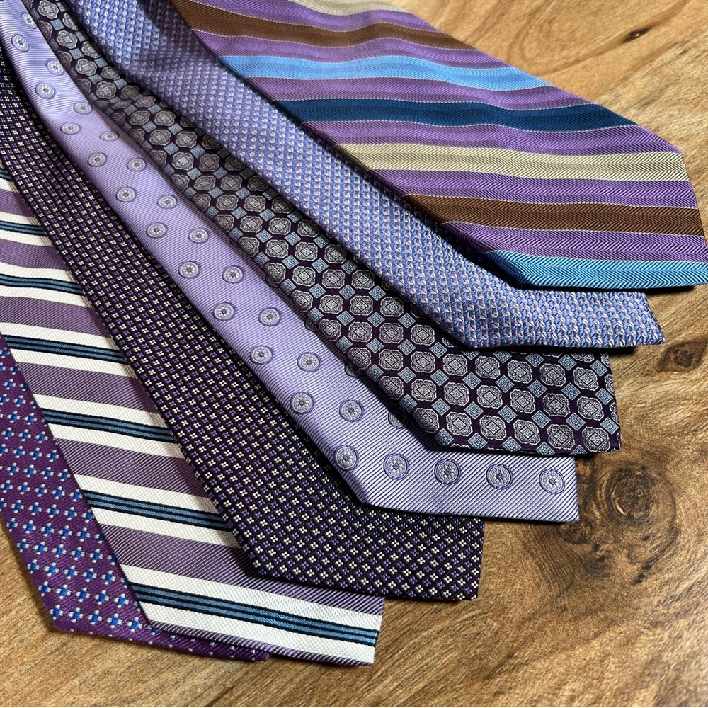 Brooks Brothers - Lot of 7 Men’s Ties - Purple/Blue Hues Multiple Designs